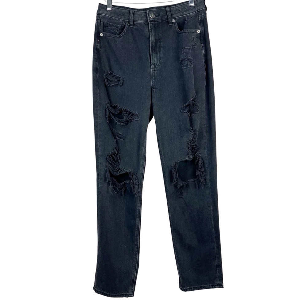 American Eagle Black Distressed Mom Jeans Size 6